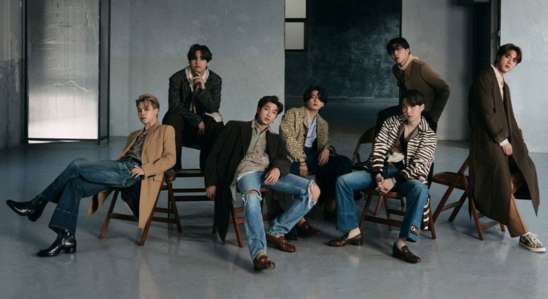 BTSメンバーのジン, ユンギ, ホソク, ナムジュン, ジミン, テテ, グク